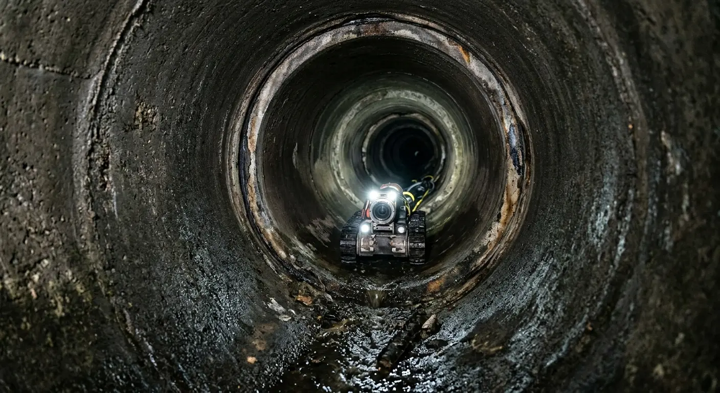 Robotic sewer camera inspecting pipe interior for Drain Snake Service in Mission Bend